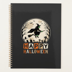 Joyeux Halloween Sorcière Lune Cimetière Conceptio
