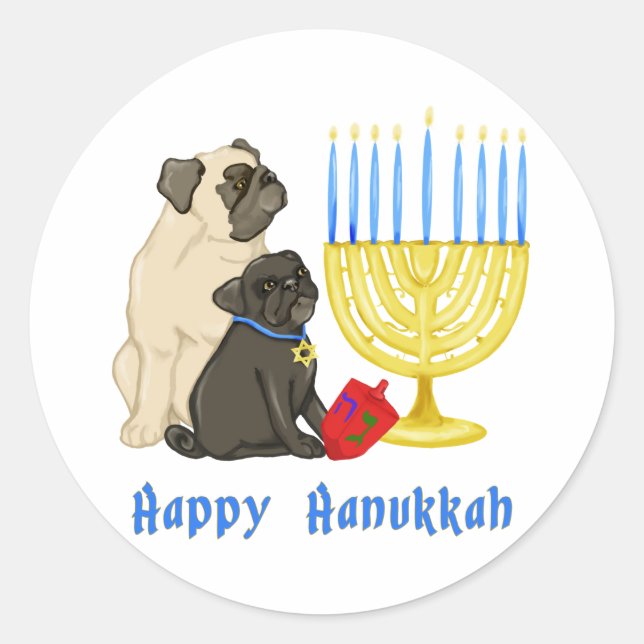 Joyeux Hanoukka Carlins et Stickers Menorah (Devant)