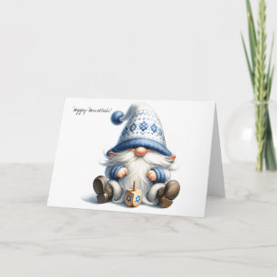 Joyeux Hanoukka juif Gnome avec carte Dreidel