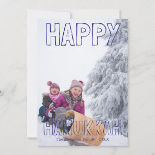 Joyeux Hanukkah Bloc Bleu - Carte de Hanukkah