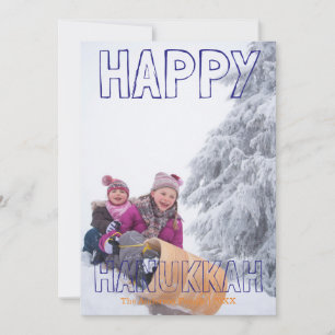 Joyeux Hanukkah Bloc Bleu - Carte de Hanukkah