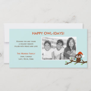 Joyeux hibou-idays ! Carte photo de vacances