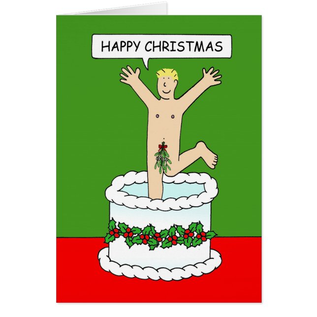 Joyeux homme de Noël sauter d'un gâteau (Devant)