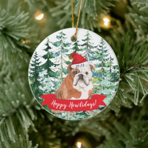 Joyeux Howlidays Bouledogue Anglais Chien Ornement