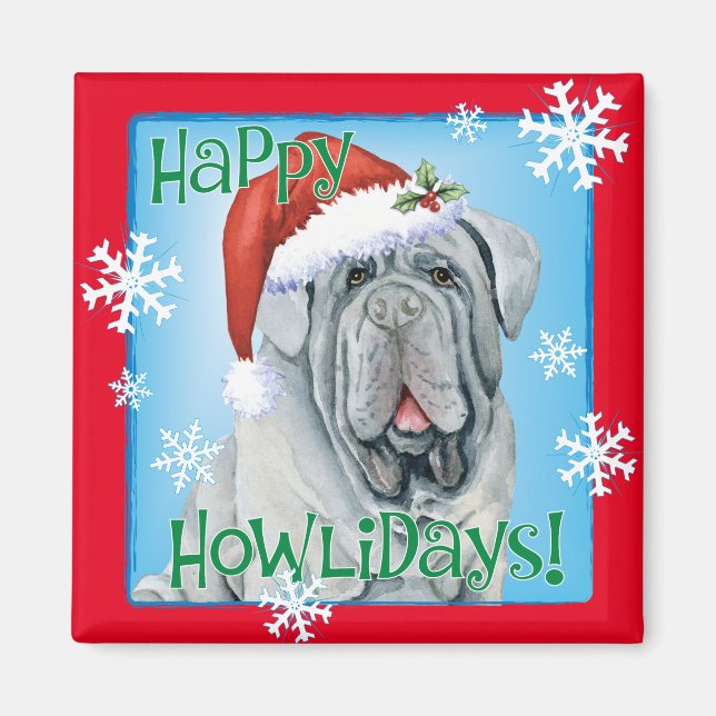 Joyeux Howlidays Neapolitan Mastiff Magnet (Devant)