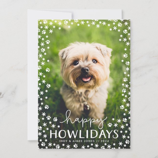 Joyeux Howlidays Pet Lover Carte photo de vacances (Devant)