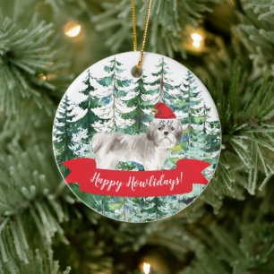 Joyeux Howlidays Shih tzu Dog Noël Ornement