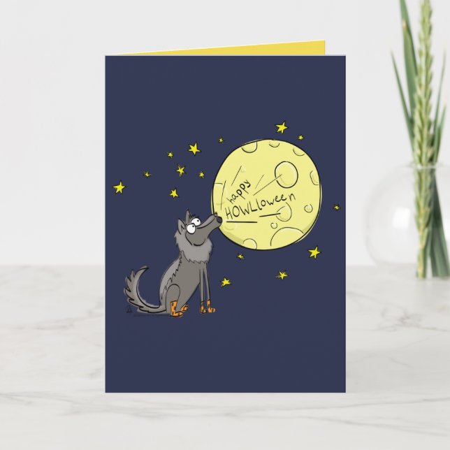 Joyeux Howlloween - Carte de vœux Halloween Loup (Devant)