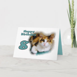 Joyeux huitième anniversaire Calico carte de chat