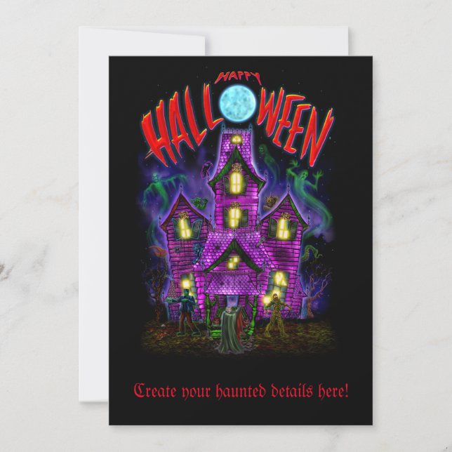 Joyeux Invitation de la maison hanté par Halloween (Devant)