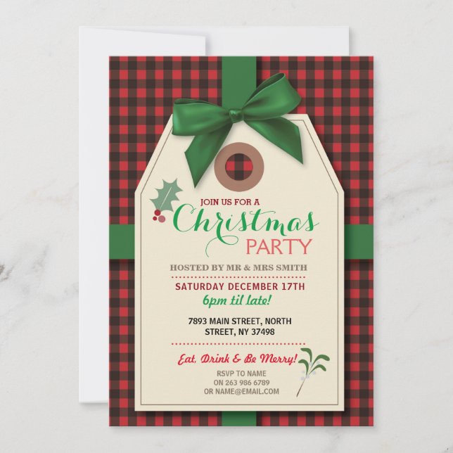 Joyeux invitation de Noël de contrôle d'étiquette (Devant)