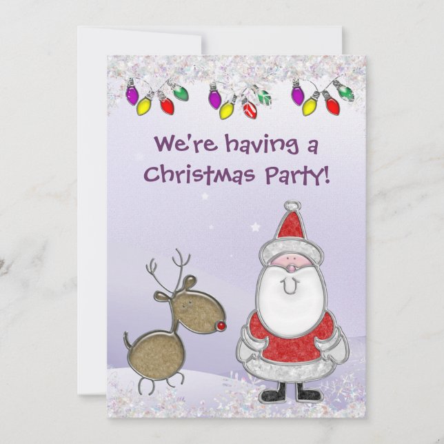 Joyeux Invitations de Noël de la Cute Père Noël Fa (Devant)