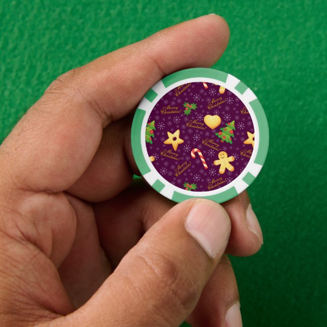 Joyeux jetons de poker de Noël (main)