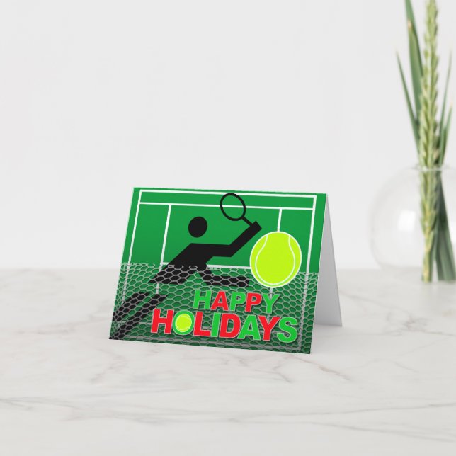 Joyeux Joueur de Tennis Carte Vacances (Devant)