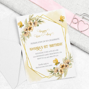Joyeux Jour d'Abeille Première Invitation Annivers