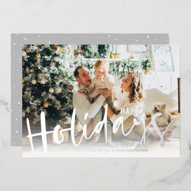 Joyeux Jours de Vacances Script Photo Argent (Recto/Verso)