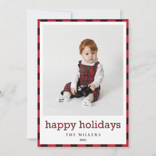 Joyeux jours fériés Buffalo Plaid Carte photo de N