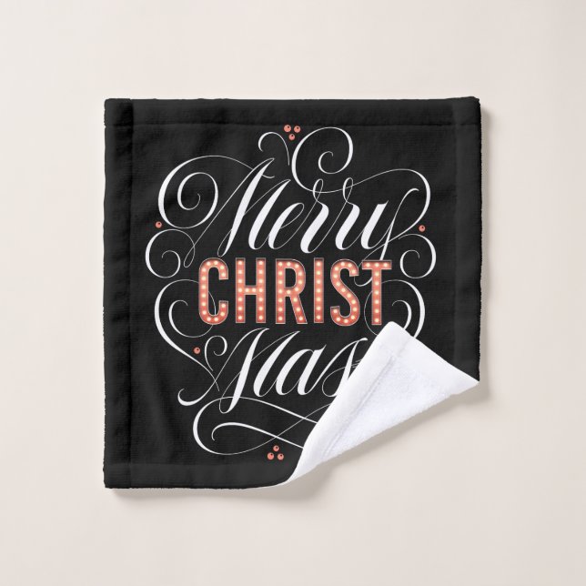 Joyeux Joyeux CHRISTmas Marquee Religieux Noir (Gant de toilette)