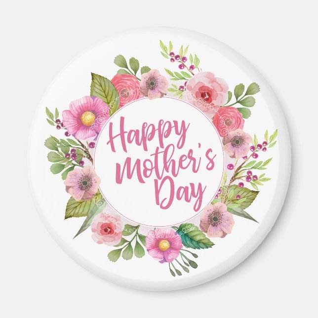 Joyeux Joyeux Fête des Mères Floral | Magnet (Devant)