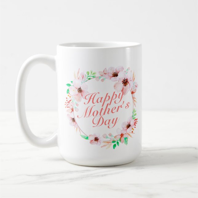 Joyeux Joyeux Fête des Mères Floral | Mug classiqu (Gauche)