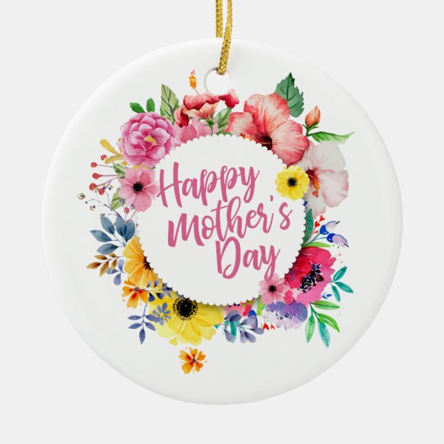 Joyeux Joyeux Fête des Mères Ornement de fleurs Wr (Devant)