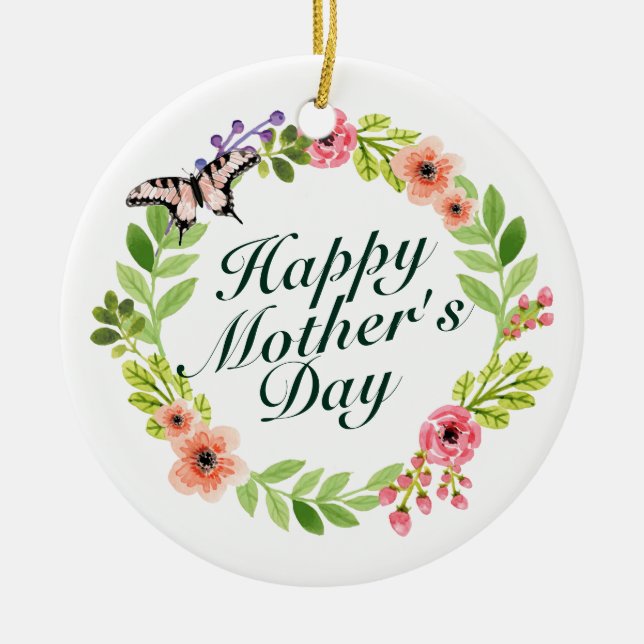 Joyeux Joyeux Fête des Mères Ornement de fleurs Wr (Devant)