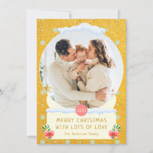 Joyeux Joyeux Joyeux Noël Carte photo du Globe des