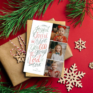 Joyeux Joyeux Noël chrétien Trois Cartes photos