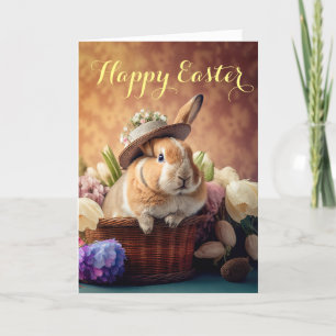 Joyeux lapin dans un panier de Pâques Carte de vac