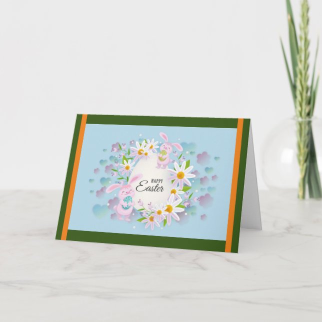 Joyeux Lapin de Pâques Cartes de fin de année flor (Devant)