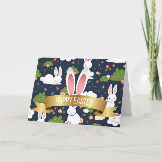Joyeux Lapin de Pâques Cartes de fin de année flor (Devant)