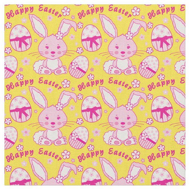 Joyeux lapin de Pâques lapin et tissu d'oeufs (Fermer)