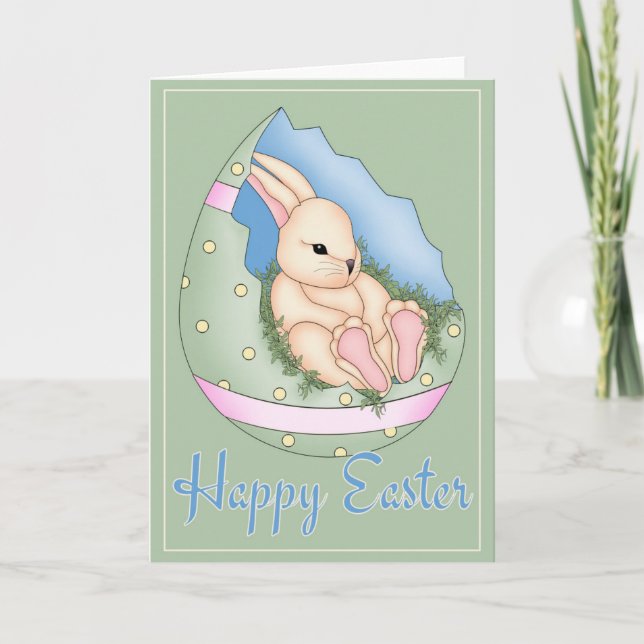 Joyeux lapin de Pâques oeuf de Pâques Vert Carte d (Devant)