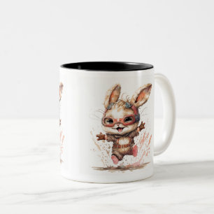 Joyeux lapin Mug à deux tons, 11 oz