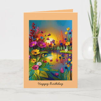 Joyeux lever de soleil d'anniversaire sur la carte