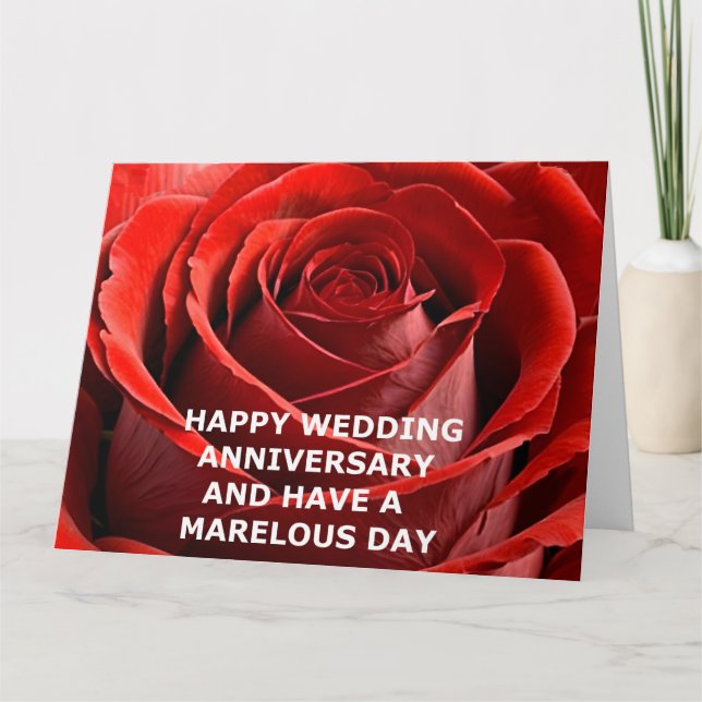 JOYEUX MARIAGE ANNIVERSAIRE ROSE CARTE ROSE ROUGE (Devant)