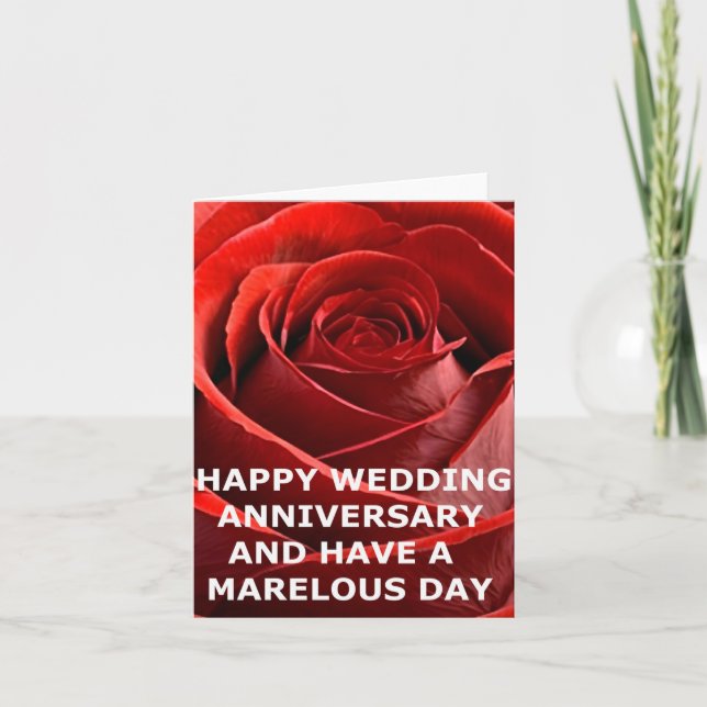 JOYEUX MARIAGE ANNIVERSAIRE ROSE CARTE ROSE ROUGE (Devant)