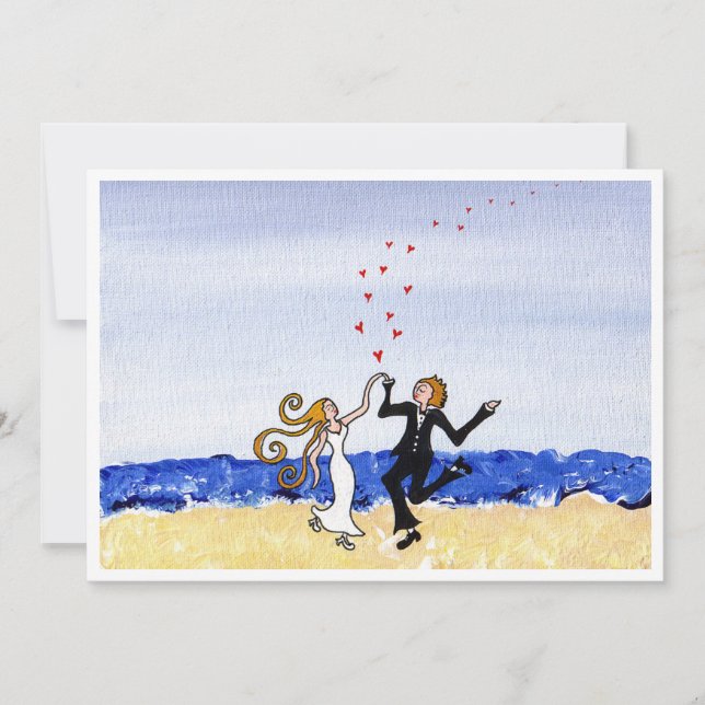 "Joyeux mariage" carte de vœux vierge sur la plage (Devant)