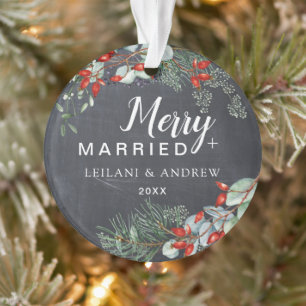 Joyeux marié Chalkboard Berry Foliing Ornement