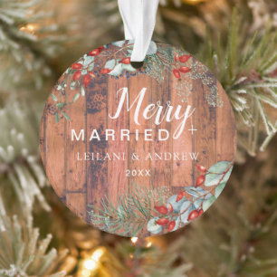 Joyeux Marié Holly Verdure Noël Rustique