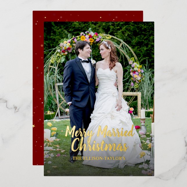 Joyeux Marié Noël Foil Carte de vacances (Recto/Verso)