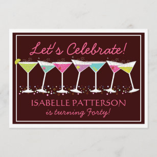 Invitations Faire Part Cartes Joyeux Anniversaire Martini Zazzle Ca