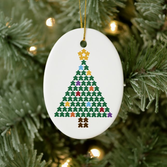 Joyeux Meeple Arbre de Noël Ornement ovale (Arbre)