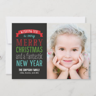Joyeux message Carte photo de vacances - Noir