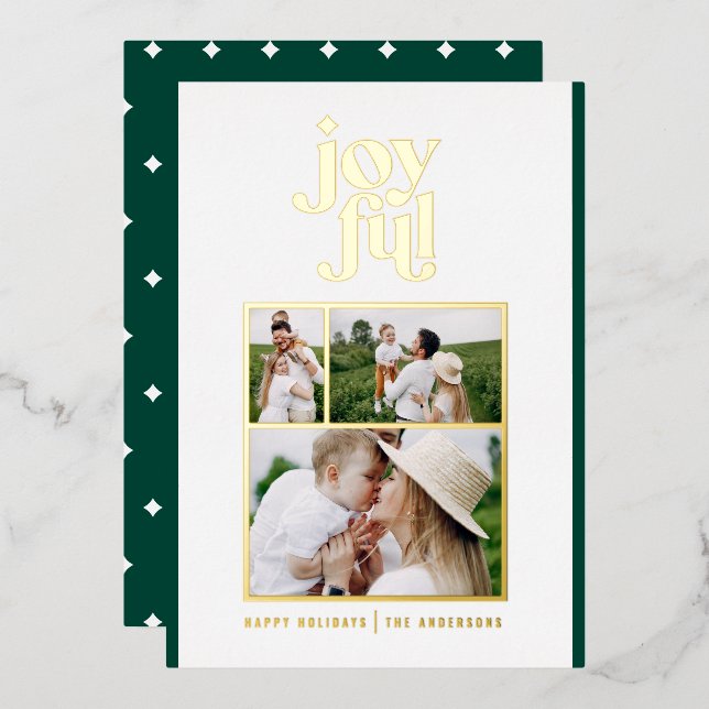 joyeux moderne joyeux 3 photo foil vacances  (Recto/Verso)