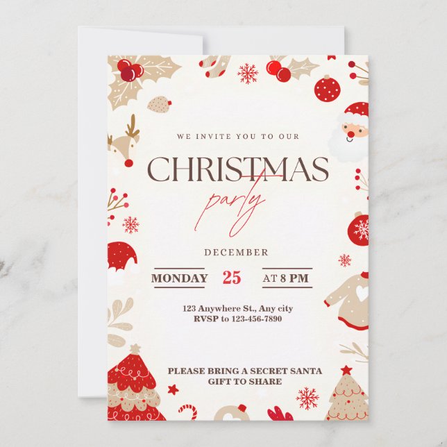 Joyeux moments Elégant Noël Fête Invitations (Devant)