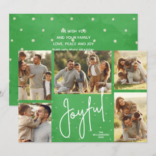 JOYEUX Multi Photo Green Christmas Carte de vacanc