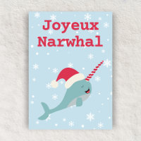 Joyeux Narwhal pun Merry Christmas