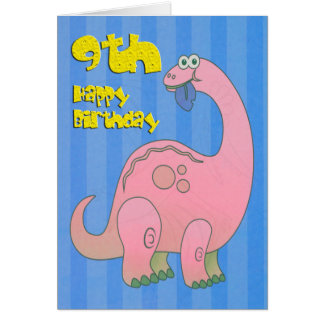 Joyeux Neuvième anniversaire Dinosaure rose