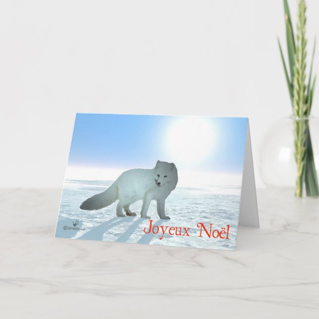 Joyeux Noёl - Arctic Fox Holiday Card (Front)